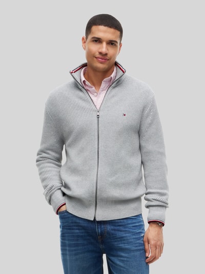 Tommy Hilfiger Regular Fit Strickjacke aus reiner Baumwolle Hellgrau Melange 4