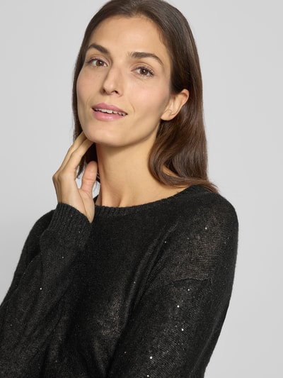 Brax Sweter z dzianiny z mieszanki wełny z cekinami model ‘Lesley’ Czarny 3