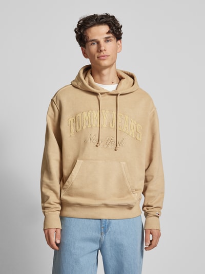 Tommy Jeans Hoodie met labelstitching Beige - 4