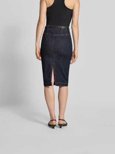 Self-Portrait Midirock in Denim-Optik Dunkelblau 5