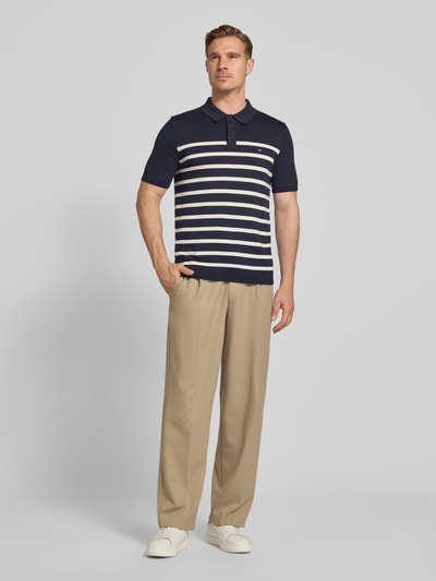 Tommy Hilfiger Regular Fit Strick-Poloshirt aus reiner Baumwolle Marine Melange 1