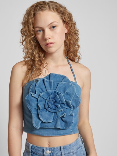 Only Crop Top in Denim-Optik Modell 'ROSEANNE' Blau 3