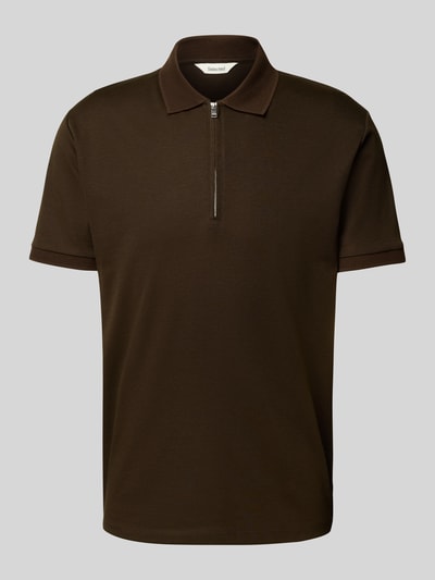 SELECTED HOMME Regular fit poloshirt van katoenmix, model 'FAVE' Donkerbruin - 2