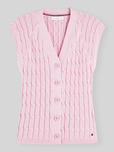 Tommy Hilfiger Regular Fit Strickweste aus reiner Baumwolle Pink 2