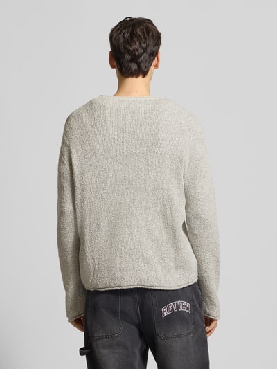 REVIEW Strickpullover mit gerippten Abschlüssen Hellgrau 5