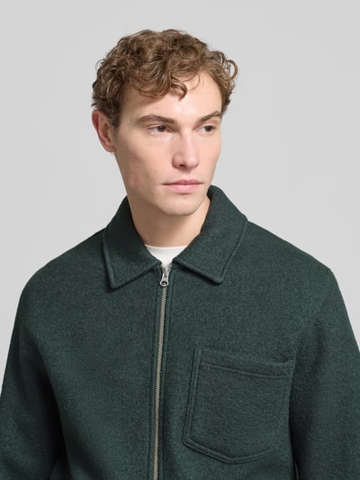 Samsøe Samsøe Regular Fit Hemdjacke aus reiner Wolle Modell 'HANNES' Dunkelgruen 3