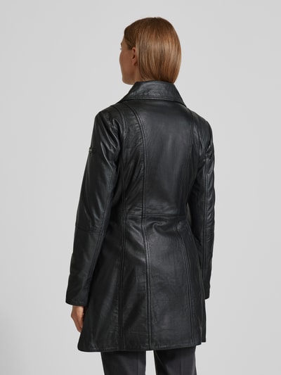Cabrini Płaszcz skórzany z naturalnej skóry jagnięcej nappa ze stójką Czarny 5