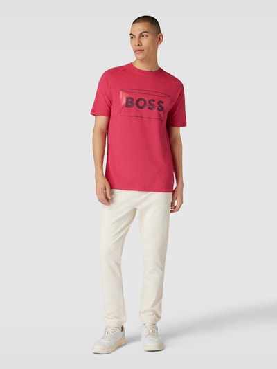 BOSS Green T-shirt z nadrukiem z logo Mocnoróżowy 1