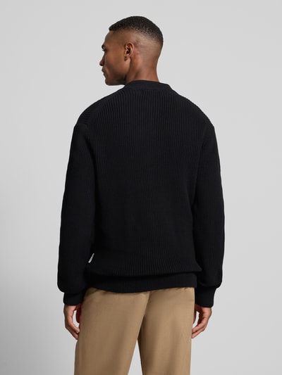 Casual Friday Cardigan met opstaande kraag en knoopsluiting, model 'RODHE' Zwart - 5