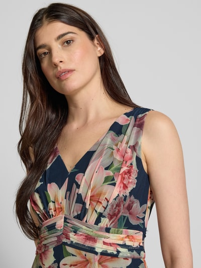 Christian Berg Cocktail Abendkleid mit V-Ausschnitt Marine 3