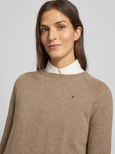 Tommy Hilfiger Regular fit gebreide pullover van een mix van wol en kasjmier Taupe - 3