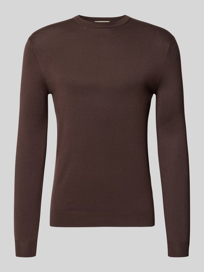 Produktfoto, Regular Fit Pullover aus Viskose-Mix Modell 'WYLER' von ONLY & SONS in Dunkelbraun, glattes Material, Herren Pullover von ONLY