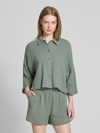 Vero Moda Loose Fit Hemdbluse aus reiner Baumwolle Modell 'NATALI' Schilf 4
