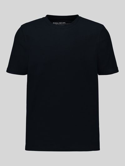 Produktfoto, T-Shirt mit Rundhalsausschnitt von MCNEAL aus reiner Baumwolle in Schwarz, Slim Fit, glatte Textur, Rückenlänge 68 cm bei Größe M