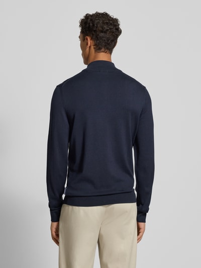 HECHTER PARIS Gebreide pulllover met opstaande kraag en ritssluiting Marineblauw - 5