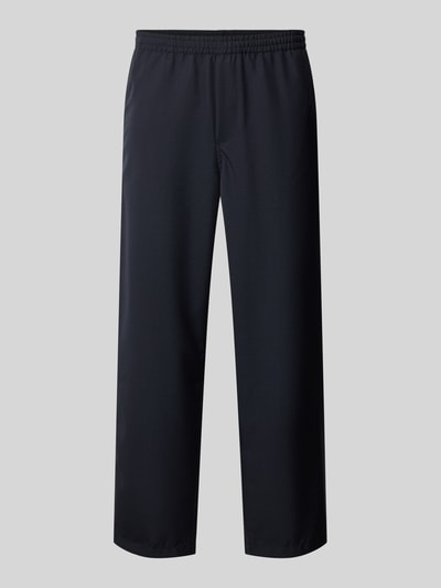 Produktfoto, dunkelblaue Jogpants mit elastischem Bund aus reiner Baumwolle, Modell 'AYANY' von American Vintage, Regular Fit, ruhige Oberfläche