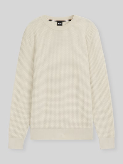 BOSS Regular fit gebreide pullover van puur katoen, model 'IMBERTO' Offwhite - 2