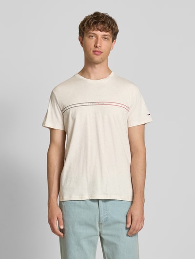 Tommy Jeans Regular Fit T-Shirt aus reiner Baumwolle Offwhite Melange 4