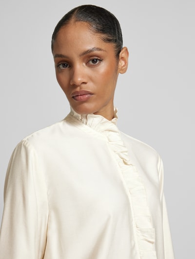 Jake*s Collection Regular fit blouse met ruches en opstaande kraag Offwhite - 3