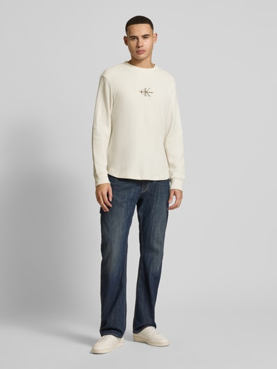 Calvin Klein Jeans Longsleeve mit Logo-Stitching Beige 1