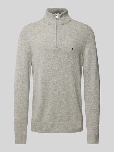 Tommy Hilfiger Wollpullover mit Stehkragen Modell 'LAMBSWOOL' Hellgrau 2