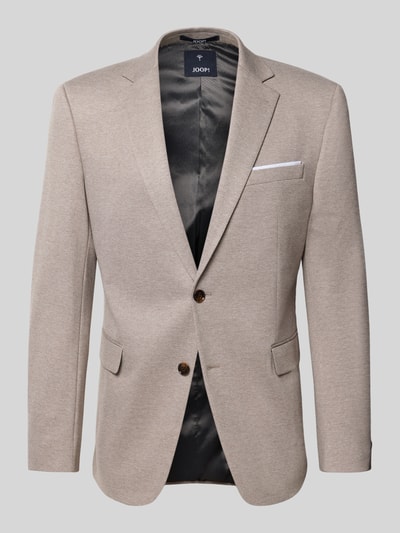 Produktfoto, Regular Fit Blazer aus Viskose-Mix Modell 'Finch' von JOOP! Collection, jasny beż, tkanina elastyczna, krój regular fit, kieszeń na piersi, klapy z wyłogami, kieszenie z patkami, dwurzędowe zapięcie na 2 guziki, długość tyłu w rozmiarze 50: 73 cm, szerokość ramion w rozmiarze 50: 38 cm, długość rękawa w rozmiarze 50: 64 cm
