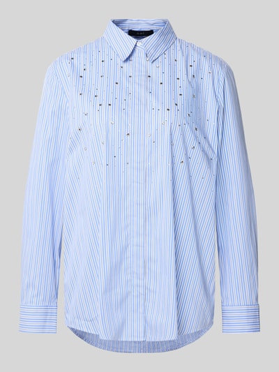 Oui Bluzka koszulowa o kroju regular fit z przedłużonym tyłem Jasnoniebieski 2