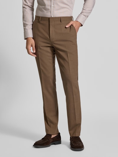 HUGO Spodnie do garnituru o kroju slim fit z dodatkiem żywej wełny model ‘HESTEN’ Średniobrązowy 4