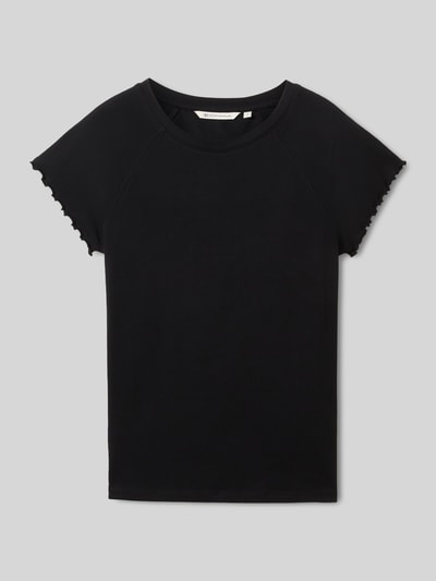 Tom Tailor Denim t-shirt o kroju slim fit z prążkowanej dzianiny Czarny 2