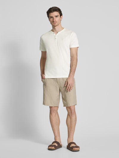 Lerros T-Shirt mit Serafino-Ausschnitt Offwhite 1