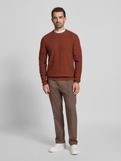 MCNEAL Gebreide pullover met ribboorden Donkerrood gemêleerd - 1