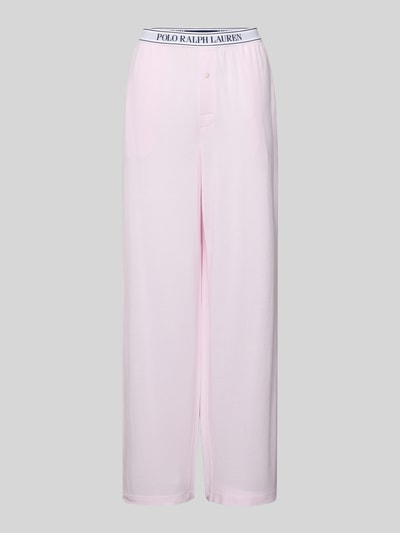 Polo Ralph Lauren Straight Leg Pyjama-Hose mit elastischem Label-Bund Rosa 1