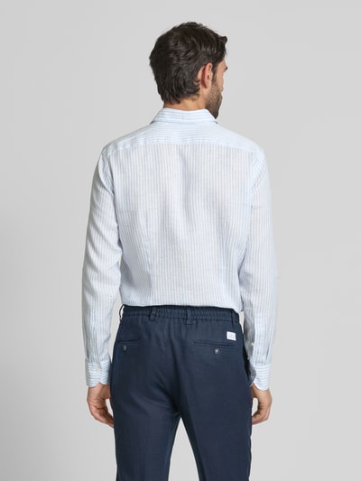 OLYMP SIGNATURE SLIM FIT Slim fit linnen overhemd met kentkraag, model 'Sykia' Bleu - 5