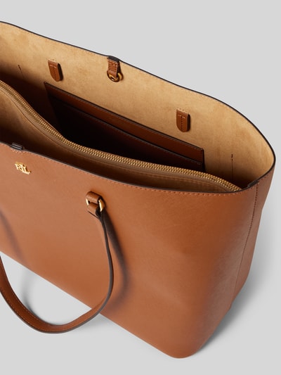 Lauren Ralph Lauren Tote bag van runderleer met labelapplicatie, model 'KARLY' Cognac - 5