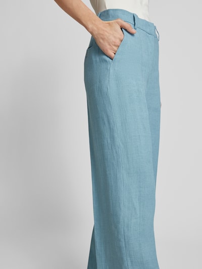 Weekend Max Mara Regular Fit Leinenhose mit weitem Bein Modell 'MALIZIA' Bleu 3