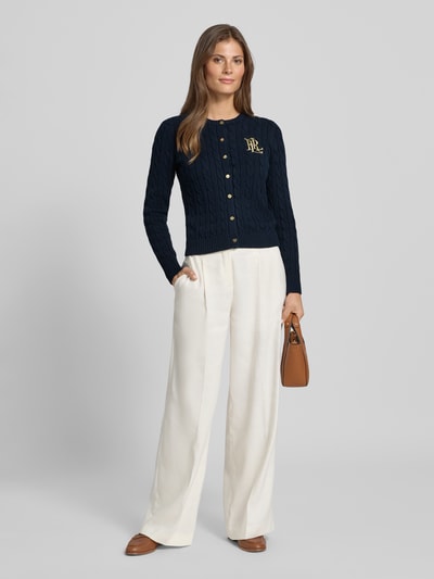 Lauren Ralph Lauren Kurtka z dzianiny ze ściegiem warkoczowym i wyhaftowanym logo model ‘RALHAN’ Granatowy 1