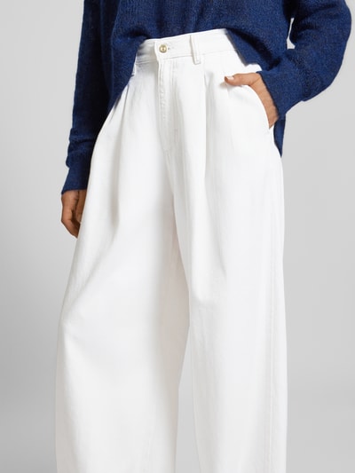 BOSS Wide leg jeans met labeldetail, model 'CENTRAL-PLEAT PALAZO' Offwhite - 3