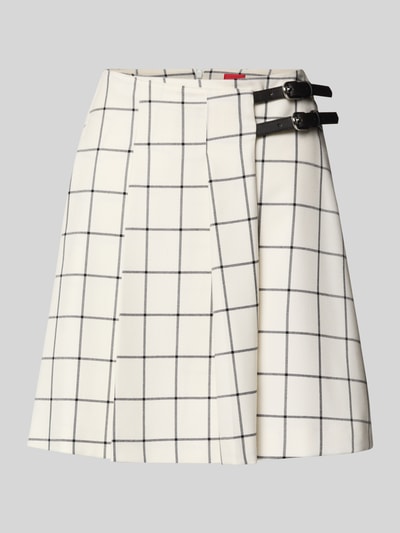 HUGO Minirok in wikkellook met doornsluitingen, model 'Raluna' Offwhite - 2