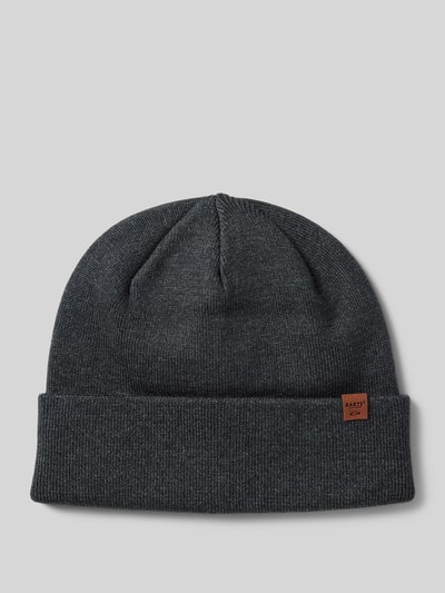 Barts Beanie met labeldetail, model 'WILLES' Antraciet - 1