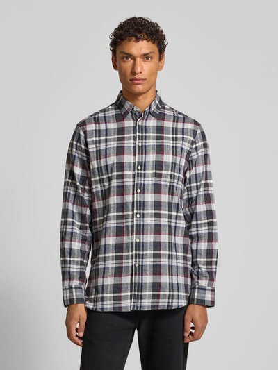 Christian Berg Men Regular Fit Freizeithemd mit Kentkragen Dunkelgrau Melange 4