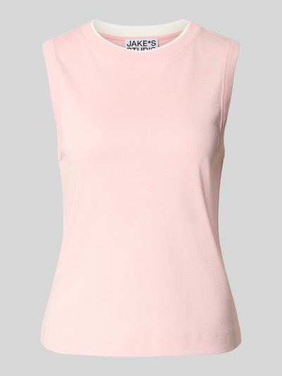 Produktfoto, hellrosa Tanktop aus Baumwolle mit Rundhalsausschnitt von JAKE*S STUDIO WOMAN, Regular Fit, glatte Textur, Größe 38.