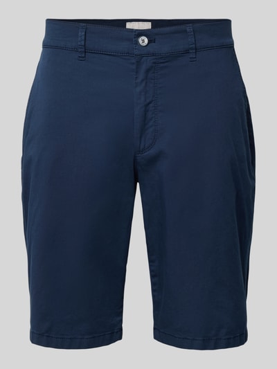 Produktfoto, Regular Fit Chinoshorts aus Baumwoll-Mix von Brax in Dunkelblau, unifarben, seitliche Taschen, Gürtelschlaufen, glatte Textur