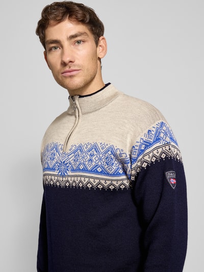 Dale of Norway Wollen pullover met labelstitching, model 'Moritz Mens' Marineblauw - 3