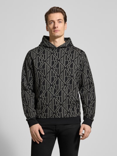 GUESS Hoodie im Allover-Look mit Känguru-Tasche Black 4