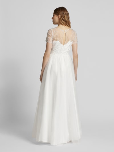 Unique Abendkleid mit Strasssteinbesatz Offwhite 5