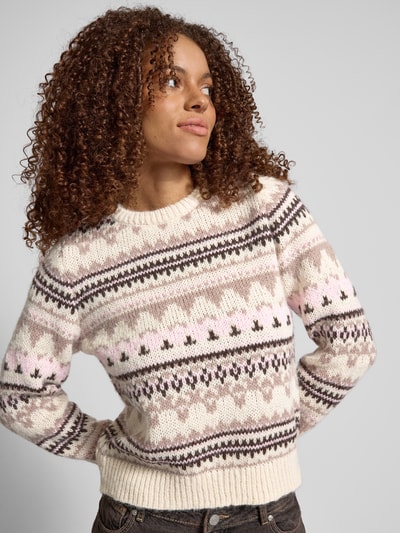 Only Regular Fit Strickpullover mit winterlichem Muster Modell 'MONTANA' Hellrosa Melange 3