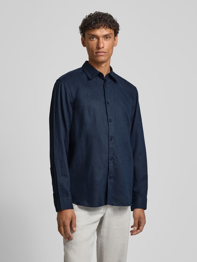 Selected Homme Regular Fit Freizeithemd aus Leinen-Baumwoll-Mix Modell 'CLAY LINENBLEND' Marine 4
