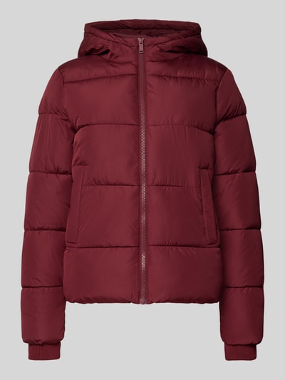 Pieces Kurtka pikowana o kroju regular fit z kapturem model ‘BEE NEW’ Ciemnoczerwony 2