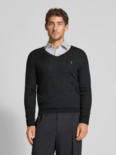 Polo Ralph Lauren Gebreide pullover van merinowol met V-hals Antraciet - 4