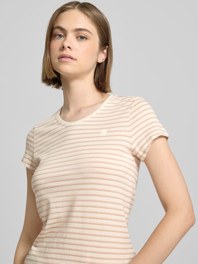 G-Star Raw Slim Fit T-Shirt mit Streifenmuster Modell 'Stripe eyben' Hellrosa 3